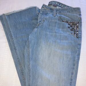 Stylish Studded Blue Women's Straight Leg Jeans‎